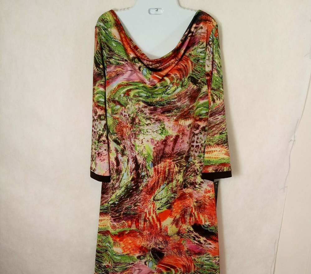 Monaco Knigths Sheet Dress Jewel Boat Neckline multicolored bohemian Large